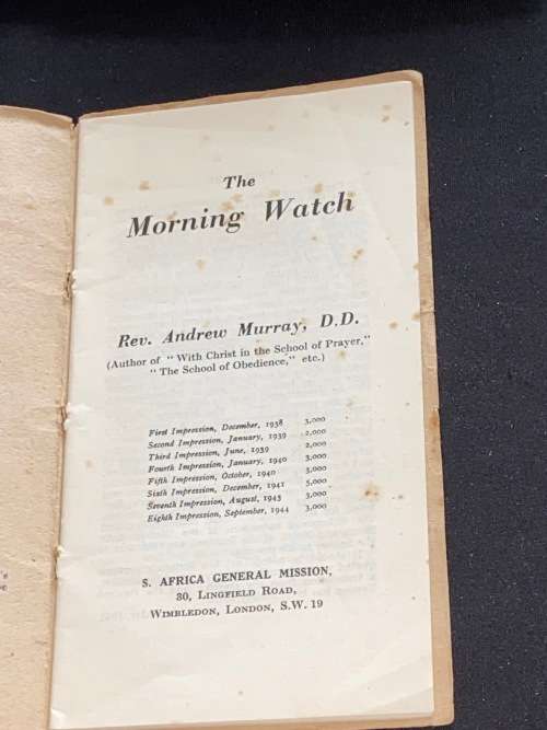 THE MORNING WATCH BY REV. ANDREW MURRAY 1941