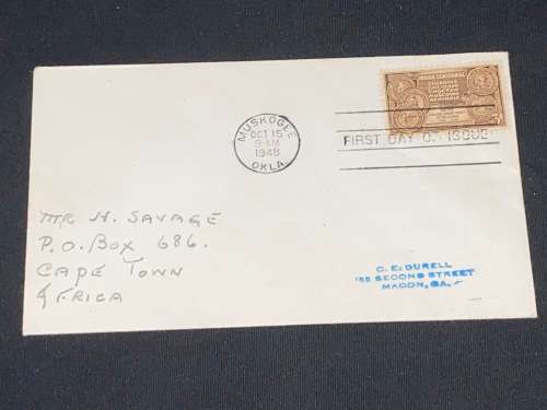 1948 USA MUSKOGEE COVER TO CAPE TOWN