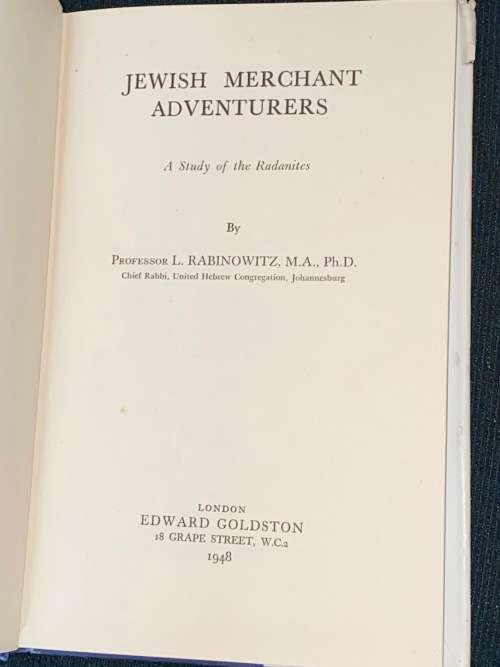 JEWISH MERCHANT ADVENTURERS BY L. RABINOWITZ