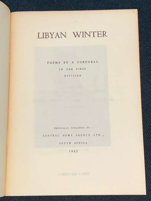 LIBYAN WINTER POEMS BY A CORPORAL IN THE FIRST DIVISION