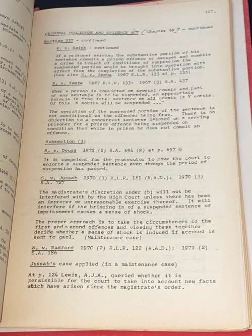 INSTANT CRIME - CASE LAW AND PROCEDURE IN RHODESIA COMPILED BY THE HON J.M. GREENFIELD 1975