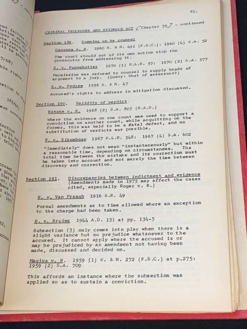 INSTANT CRIME - CASE LAW AND PROCEDURE IN RHODESIA COMPILED BY THE HON J.M. GREENFIELD 1975