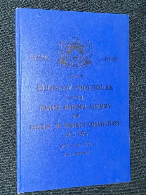 STANDING RULES OF PROCEDURE OF THE TRANSKEI NATIONAL ASSEMBLY  - 1976