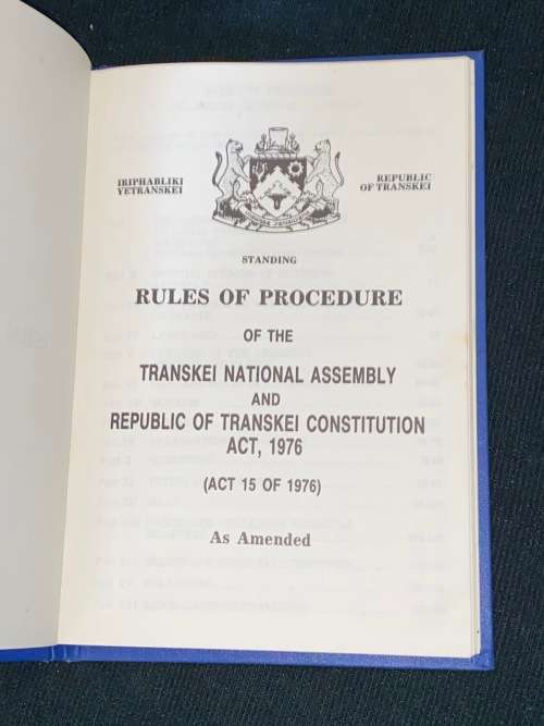STANDING RULES OF PROCEDURE OF THE TRANSKEI NATIONAL ASSEMBLY  - 1976