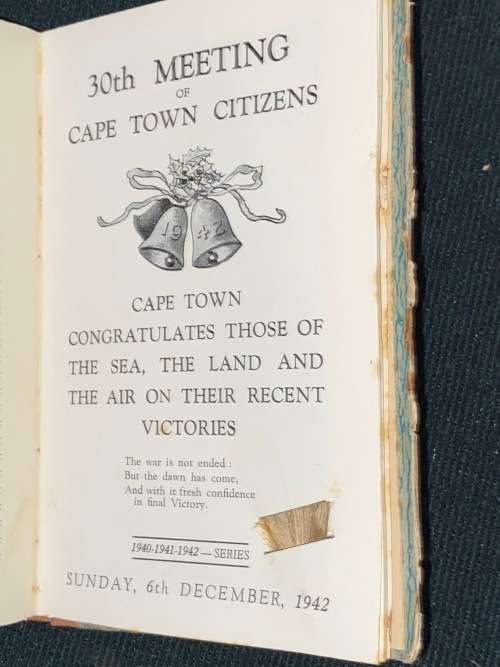 VARIOUS MEETINGS OF CAPE TOWN CITIZENS 1940 - 1941 - 1942 SERIES