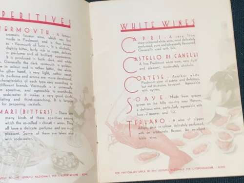 WINES OF ITALY VINTAGE BOOKLET FROM ROME