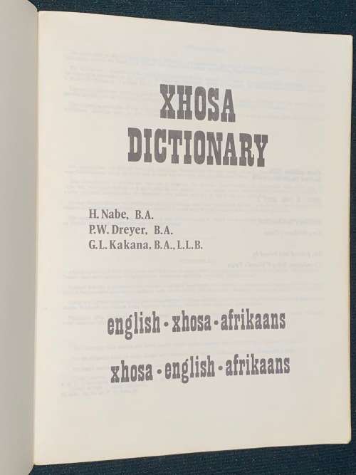 XHOSA DICTIONARY - ENGLISH - XHOSA - AFRIKAANS