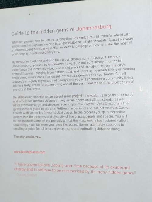 SPACES & PLACES JOHANNESBURG GERALD GARDNER GUIDE TO JOBURG`S HIDDEN GEMS