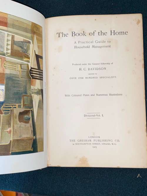 THE BOOK OF THE HOME A PRACTICAL GUIDE TO HOUSEHOLD MANAGEMENT BY H.C. DAVIDSON 1905