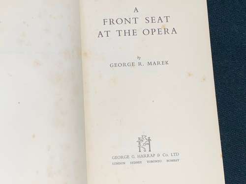 A FRONT SEAT AT THE OPERA BY GEORGE MAREK