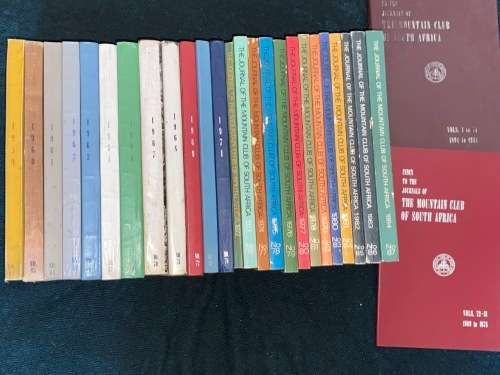 THE JOURNAL OF THE MOUNTAIN CLUB OF SOUTH AFRICA SET 1959 TO 84 (MISSING NO. 65) AND 2 X INDEX GUIDE