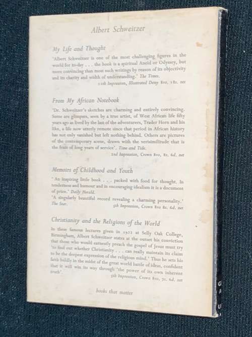 ALBERT SCHWEITZER A STUDY OF PHILOSOPHY OF LIFE BY GABRIEL LANGFELDT