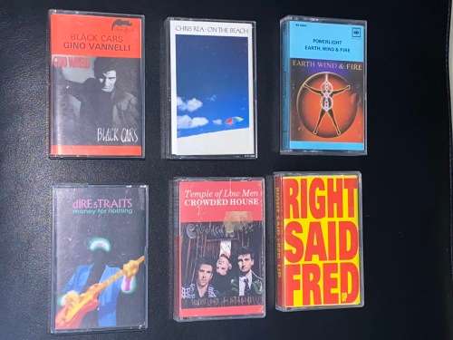 MIXED CASSETTE TAPES X 6 DIRE STRAITS,GINO VANNELI, CHRIS REA, RIGHT SAID FRED, CROWDED HOUSE ,EARTH