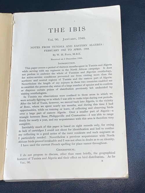 THE IBIS A QUARTERLY JOURNAL ON ORNITHOLOGY EDITED BY R.E. MOREAU VOLUME 90 JANUARY 1948