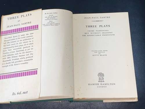 THREE PLAYS BY JEAN-PAUL SATRE 1ST ENGLISH EDITION 1949