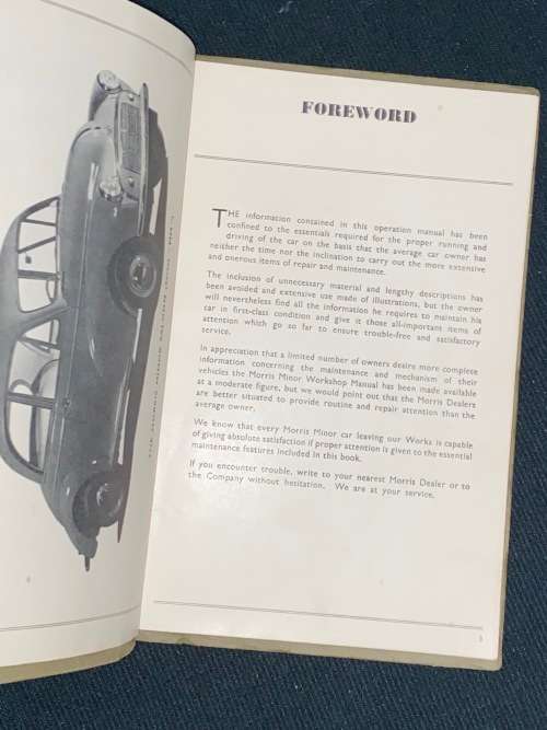 THE MORRIS MINOR SERIES `MM` OPERATION MANUAL FIFTH EDITION
