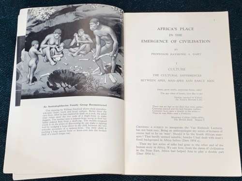 AFRICA`S PLACE IN THE EMERGENCE OF CIVILISATION BY RAYMOND A. DART