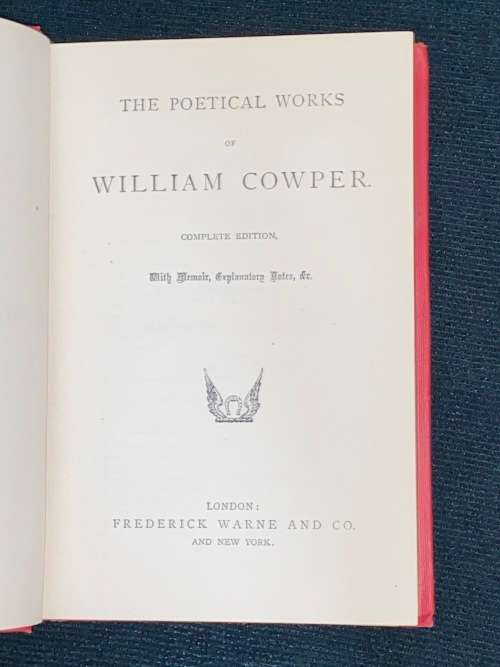 THE POETICAL WORKS OF WILLIAM COWPER - FREDERICK WARNE & CO LONDON