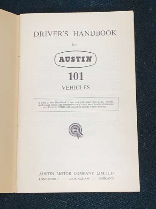 AUSTIN DRIVER`S VINTAGE 101 VEHICLES HANDBOOK 1960`S