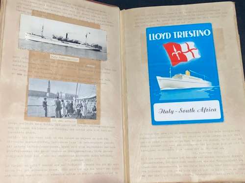 1950`S REISEBERICHT (TRAVELOGUE) OF GERMAN LADY ON VARIOUS CRUISES UP THE COAST OF AFRICA TO EUROPE