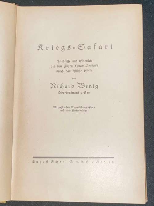 KRIEGS - SAFARI VON RICHARD WENIG 1920