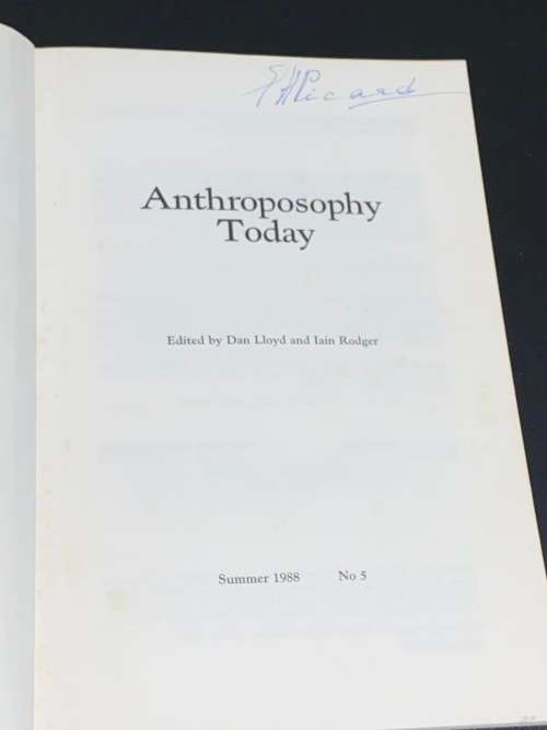 ANTHROPOSOPHY TODAY EDITED BY DAN LLOYD AN IAIN RODGER