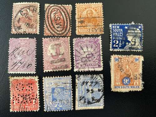 MIXED NEW SOUTH WALES VICTORIAN STAMPS USED AND HINGED