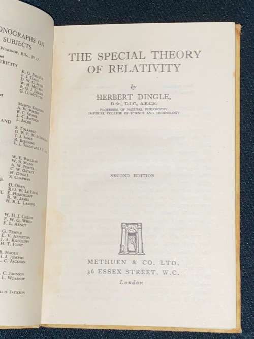 THE SPECIAL THEORY OF RELATIVITY BY HERBERT DINGLE 1948