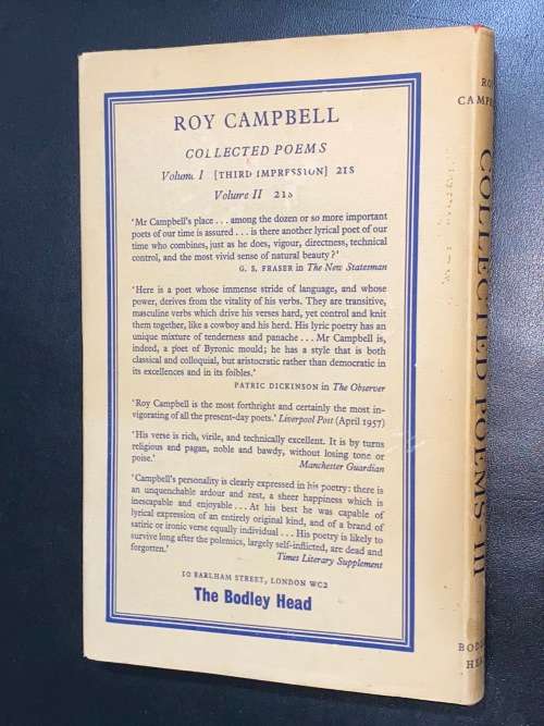 COLLECTED POEMS VOLUME III BY ROY CAMPBELL