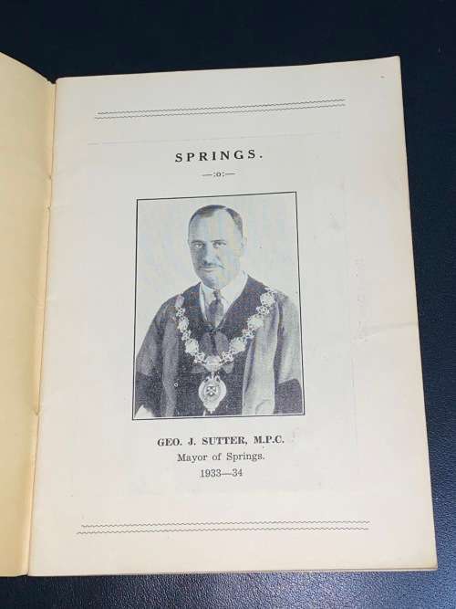 SPRINGS BROCHURE AND COMPREHENSIVE DIRECTORY OF CHURCHES, COMMERCE, EDUCATION, MINES DECEMBER 1933