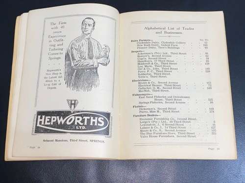 SPRINGS BROCHURE AND COMPREHENSIVE DIRECTORY OF CHURCHES, COMMERCE, EDUCATION, MINES DECEMBER 1933