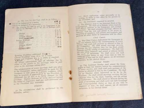 LAWS OF THE CAPE TOWN HEBREW CONGREGATION  1926