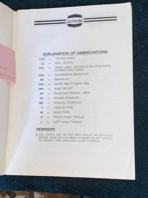 AUTOCOM QUALITY STEERING & SUSPENSION PARTS CATALOGUE SEPT 1985