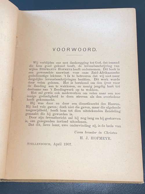 HET LEVEN VAN STEPHANUS HOFMEYR ZENDELING TO ZOUTPANSBERG DOOR M.N. 1907
