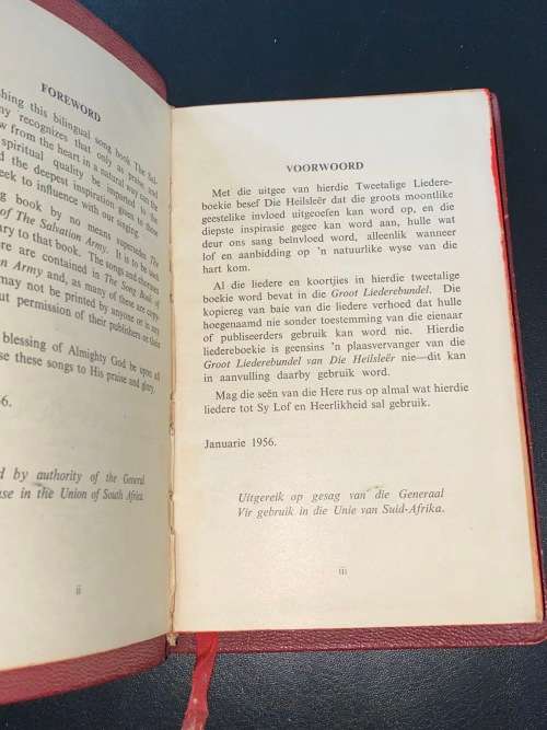 THE SALVATION ARMY SONGBOOK  UNION OF SOUTH AFRICA / DIE HEILSLEER LIEDEREBOEKIE 1956