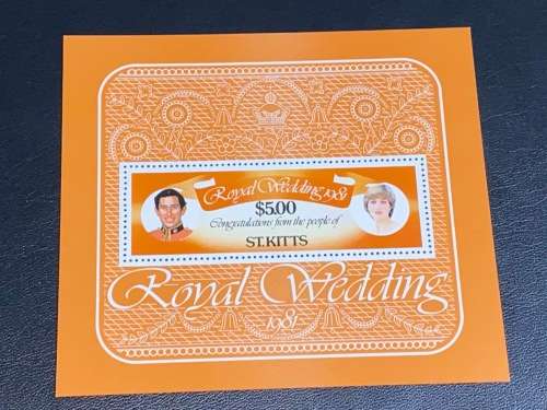 1981 ST. KITTS SOUVENIR $5 SHEET COMMEMORATING THE ROYAL WEDDING