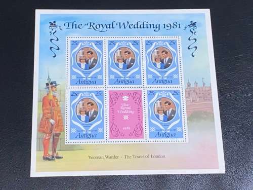 1981 ANTIGUA  SOUVENIR  25C  SHEET COMMEMORATING THE ROYAL WEDDING