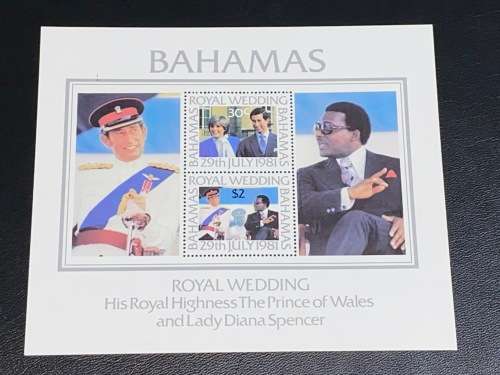 1981 BAHAMAS  SOUVENIR  SHEET COMMEMORATING THE ROYAL WEDDING