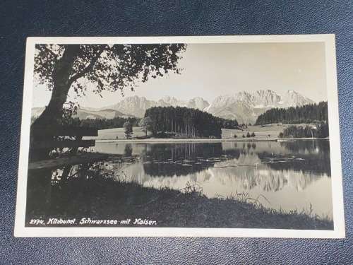 KITZBUHEL SCHWARZSEE MIT KAISER   POSTCARD AUSTRIA 1930`S