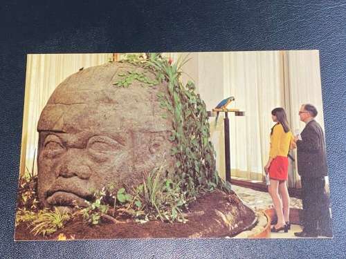 ANCIENT OLMEC HEAD SCULPTURE MEXICO NATIONAL GEOGRAPHIC SOCIETY POSTCARD