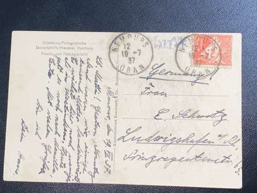 D LAS PALMAS RAUCHZIMMER ORAN ALGERIA POSTCARD 1937