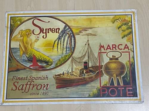 METAL TIN SYREN MARCA POTE SAFFRON SIGN