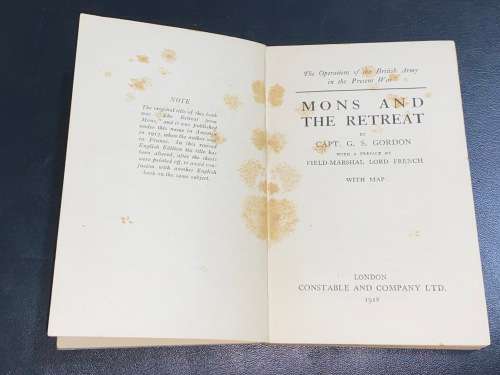 MONS AND THE RETREAT BY CAPTAIN G.S. GORDON 1918