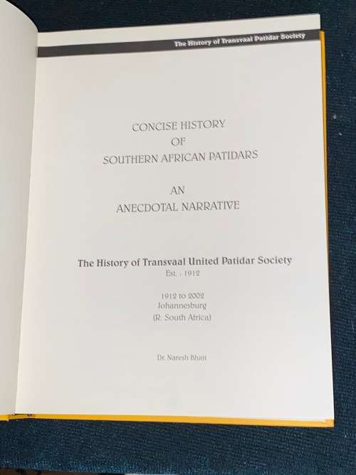 THE HISTORY OF TRANSVAAL UNITED PATIDAR SOCIETY