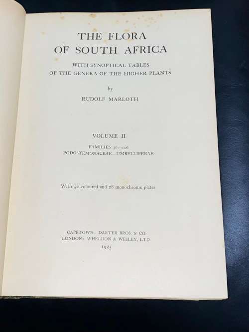 THE FLORA OF SOUTH AFRICA BY RUDOLF MARLOTH 4 VOLUMES