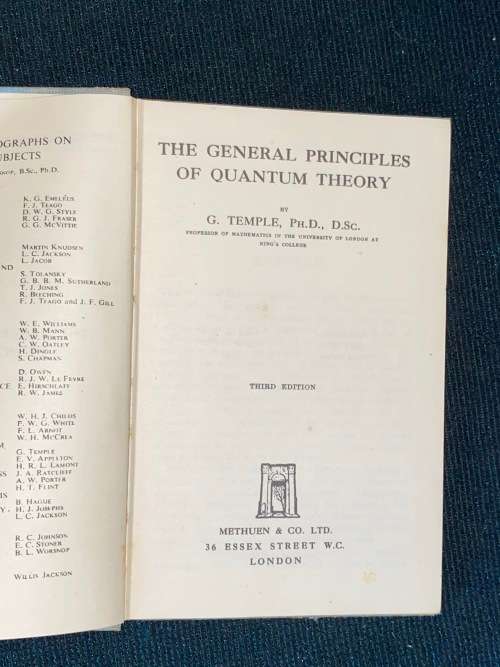 THE GENERAL PRINCIPLES OF QUANTUM THEORY BY G. TEMPLE