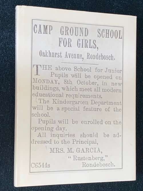 CAMP GROUND SCHOOL FOR GIRLS RONDEBOSCH