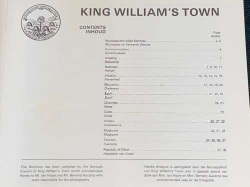 KING WILLIAM`S TOWN  CAPE PROVINCE SOUTH AFRICA