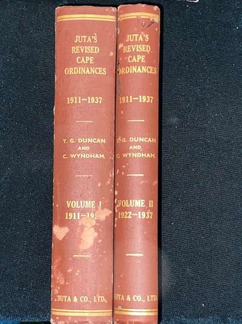 JUTA`S REVISED CAPE ORDINANCES 1911-1937 2 VOLUMES