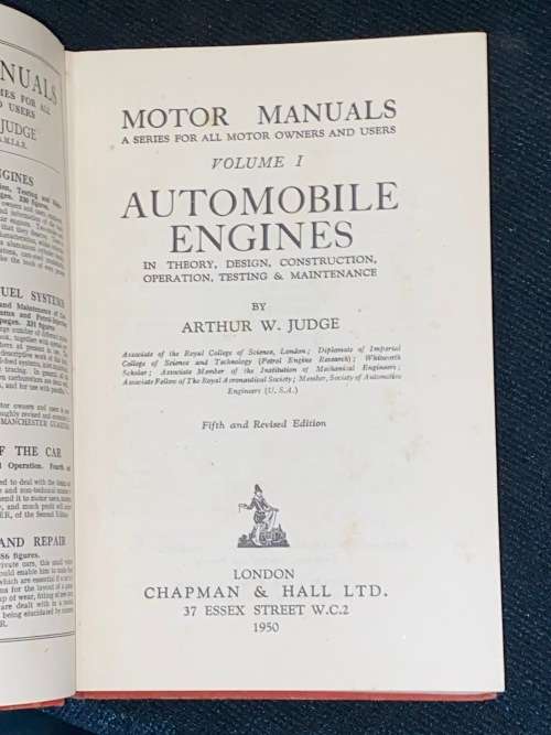 MOTOR MANUALS 1 AUTOMOBILE ENGINES BY ARTHUR W. JUDGE